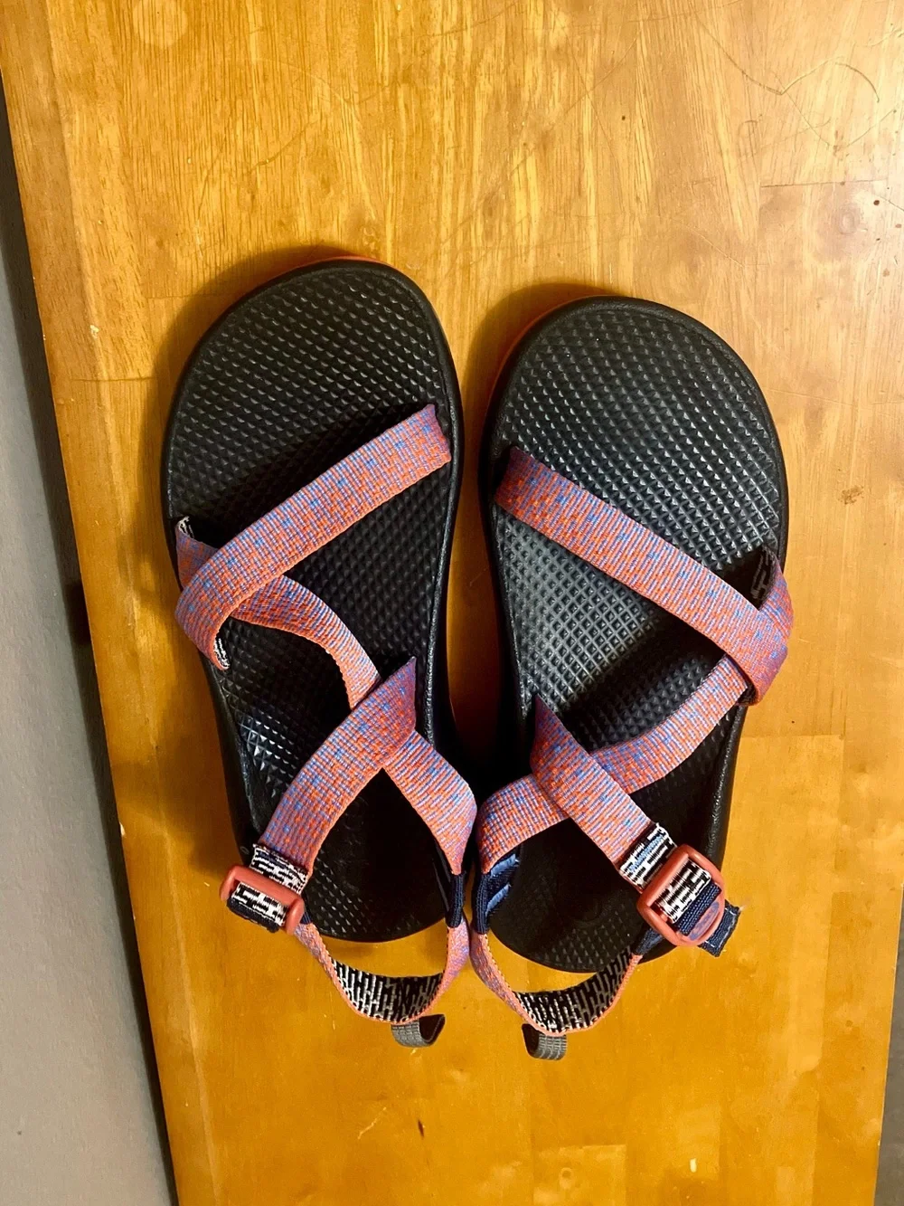 Chaco Z1 Ecotread Sandals, Salmon Pink/Blue/Black - Size 6 Women’s/Girls (VGUC)